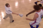 Amir Johnson slapped a shoe out of Robin Lopez’s hands